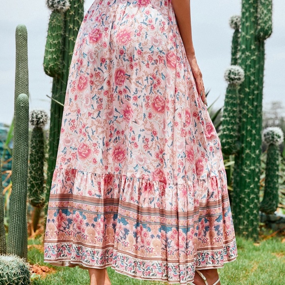 Boho Yellow Floral Tassel Ruffle Maxi Skirt Gypsy - Picture 13 of 15